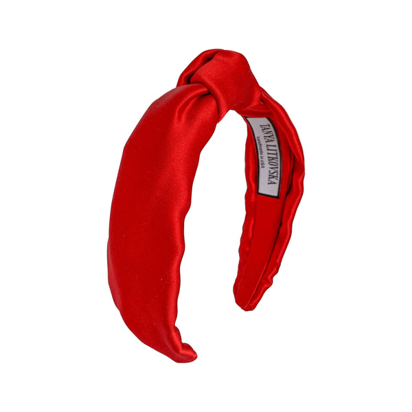 silk knotted headband | red headbands by tanya litkovska