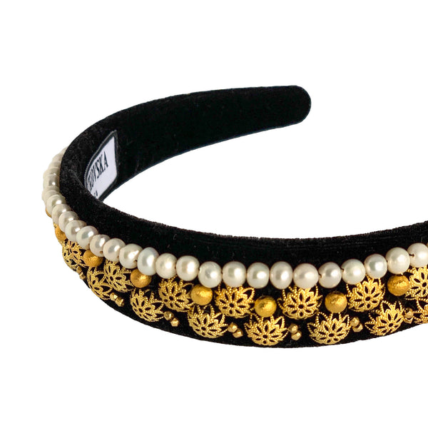 sofia pearl headband: jewelled headband with natural pearls by tanya litkovska