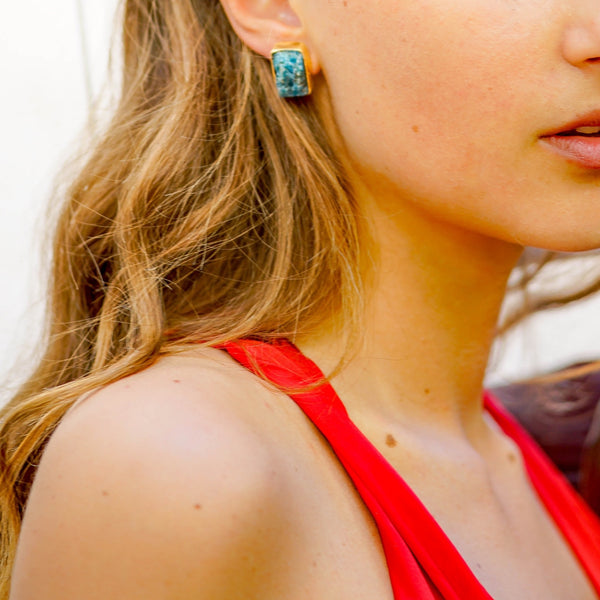 statement earrings | gold plated stud earrings by tanya litkovska