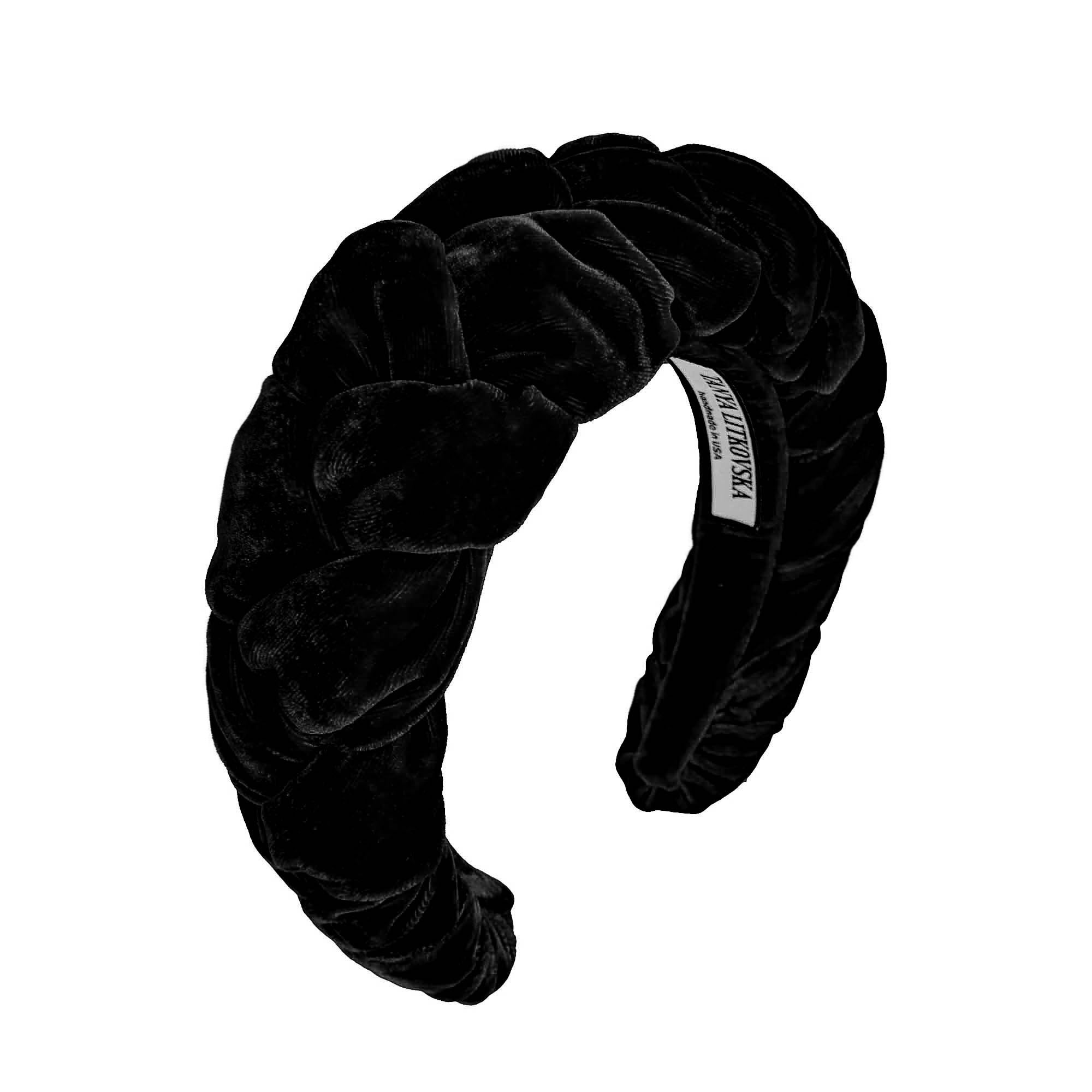 thick headband | black velvet headband braid | black headbands by tanya litkovska
