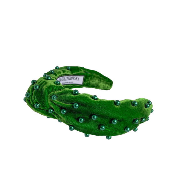 top knot beaded headbands | beaded green headband | beaded headband tanya litkovska