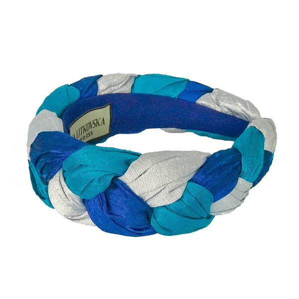 triple blue headband | silk fashion headbands | designer headbands by tanya litkovska