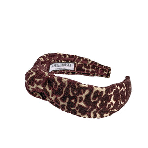 velvet headband in giraffe brown | thin headbands & 80s hair bands by tanya litkovska